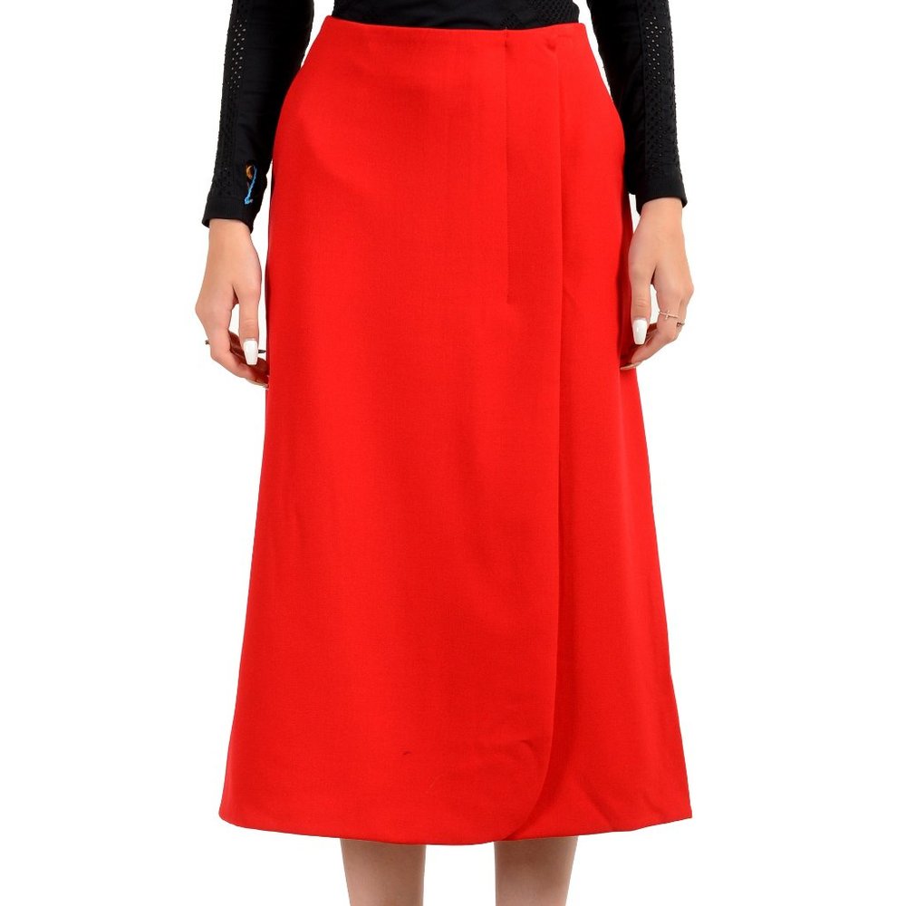 Hugo Boss Women's "Varila" True Red Midi Skirt US 4 IT 40